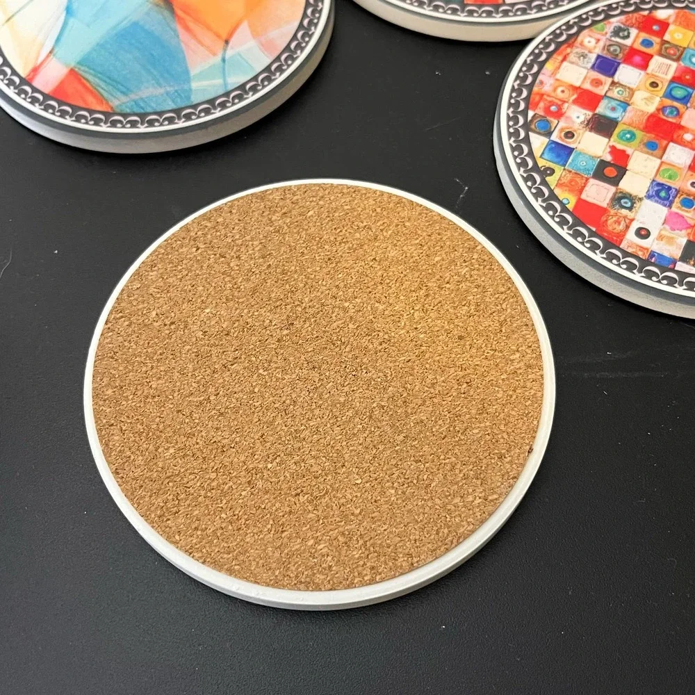 Set of 4 Multicolor‎ Ceramic Coasters Kitchen Beverage NEW